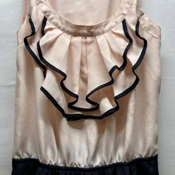 Express Dress Women's Size Small Two Tone Ruffle Top Knee Length Semi Sheer - Picture 4 of 11